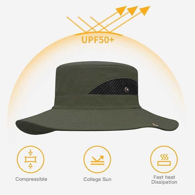 Image of Sun Protection Cap for Men, Beach Fishing Hat, Summer Hat for Men, Round Sun Cap for Hiking, Fishing, Gardning, Travel Grey