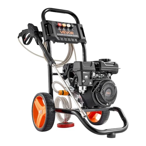 Image of VEVOR Gas Pressure Washer 2900 PSI and 1.85 Max GPM, Upgrade Aluminum Pump with Spray Gun and Wand, 4 Nozzle Set, Gas Powered Pressure Washer for Cars, Fences, Driveways, Homes, Patios, Furniture