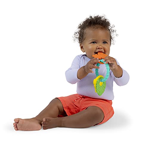 Image of Bright Starts Tropical Chews Silicone Teething Ring - BPA-Free Monkey, Leaf, Banana - Unisex, 3 Months +