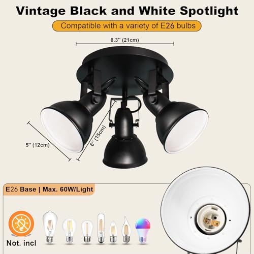 Image of HiBay Ceiling Light Fixtures, 3-Lights Adjustable LED Spotlight Black