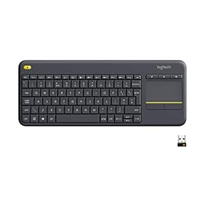 Logitech K400 Plus Draadloos Touch Toetsenbord, Huiskamer Toetsenbord, Home Cinema PC op TV, Touchpad, Windows/Android…