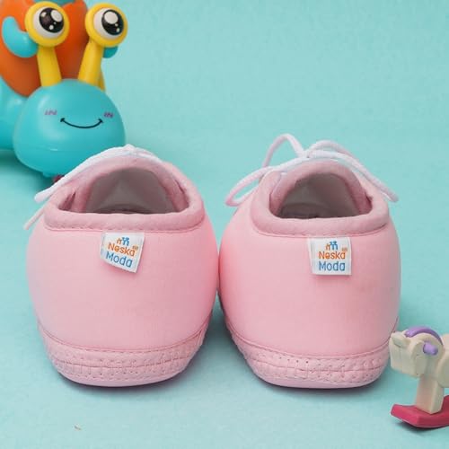 Image of Neska Moda 6 To 12 Months Baby Boys & Baby Girls Cute Soft Cotton Pre-Walker Lace Booties-BT4713