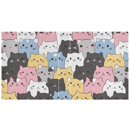 Image of Cats Cute Animal 3 Ring Binder with 2 Interior Pockets 1.5 inch Binders 3 Ring Heavy Duty Fit 8.5 inch x 11 inch Letter Size for Office School, 2 Pack