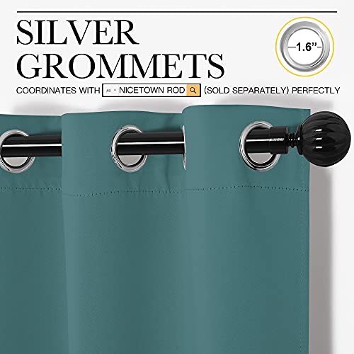 Image of NICETOWN Thermal Insulated Solid Grommet Blackout Curtains /Drape for Living Room (Sea Teal, 1 Pair, 42 by 84-Inch)