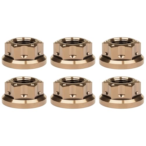 Image of Titanium M6 M8 M10 M12 M14 M16 Flange Bolt Nut Bicycle Motorcycle Rear Axle Car Modification Accessories Pack of 6 (M16 Pitch 1.5mm, Bronze)
