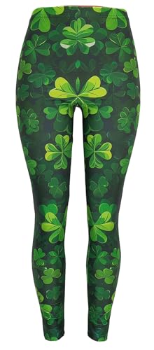 Sister Amy Girl Geometric Figures Ankle Elastic Tights Legging A-St. Patrick's Day X-Large