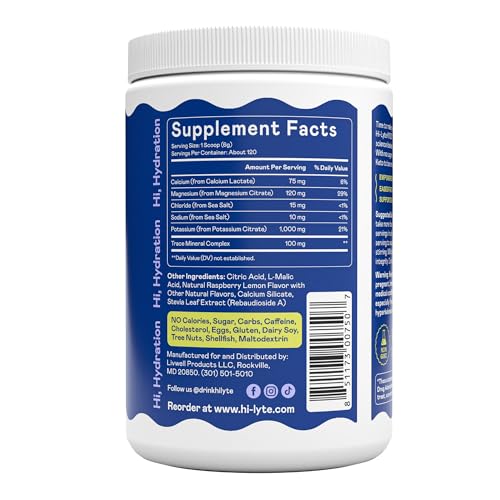 Image of Hi-Lyte Keto K1000 Electrolytes Powder | Raspberry Lemon | Hydration Supplement Drink Mix | Boost Energy & Beat Leg Cramps | No Sugar, No Maltodextrin | 120 Servings