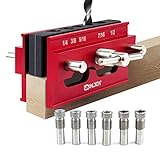 IMINJOY Self Centering Dowel Jig, Wood Dowel Drill Guide Tool with Step Drill Guide Bushings Set, Biscuit Joiner Woodworking Tools Drill Jig for Cabinets