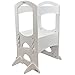 Little Partners Kids Learning Tower, Toddler Tower Adjustable Height Kitchen Step Stool, Encourages Learning, Independence, and Engagement, Safety Climbing Tower for Counter (Soft White)