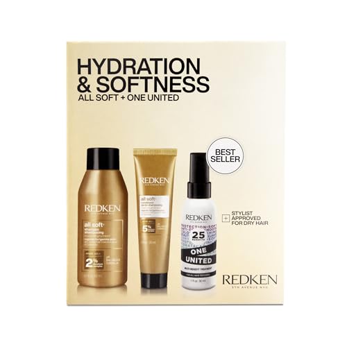 Redken All Soft Mini Kit Moisturizing Shampoo Conditioner & Leave In Treatment with Argan Oil for Soft Hydrated Hair Travel Size
