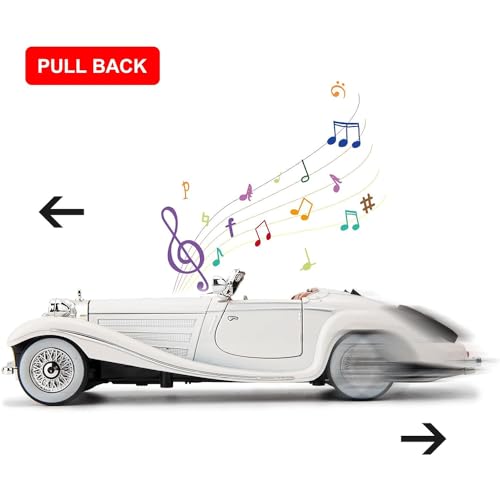 Image of 1:24 Vintage Model Car Toy Diecast Metal Cars Vintage Car for Kids Light Sound Pull Back Openable Door Toy Cars