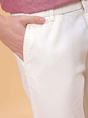Image of The Indian Garage Co Men Relaxed Fit Solid Mid-Rise Elasticated Trousers