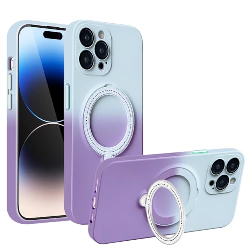 Coque de Couleur Dégradée iPhone 14 Pro Max ENILSA avec Support de Bague Violet Gris
