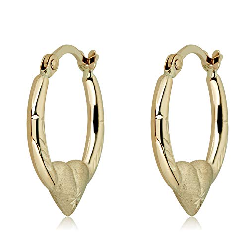 Image of AVORA Gold Heart Creole Hoop Earrings - 10K 3-Tone or 14K /10K Yellow Gold