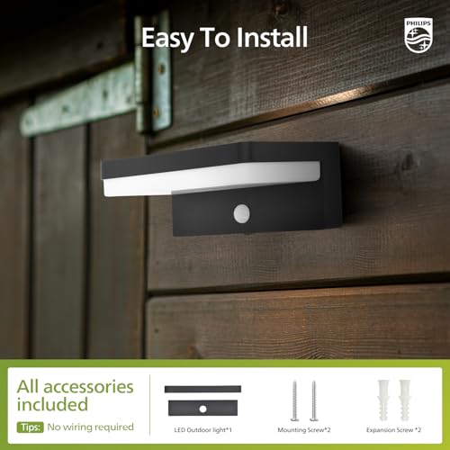 Philips Solar Motion Sensor Outdoor Wall Light, 3 Lighting Modes, 5000K IP54 Waterproof, Solar LED Light for Garage, Yard, Porch - Image 6