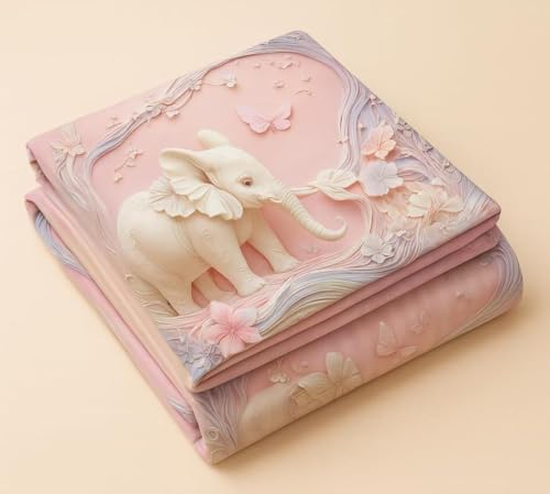 Image of Premium 7D Digital Printed Cotton Flat Bedsheet (90 X 100) Inch with 2 King Size Pillow Covers -300 TC Fabric, Design & Superior Comfort Double Bedsheet for Double Bed (Pink - Elephant Pattern)