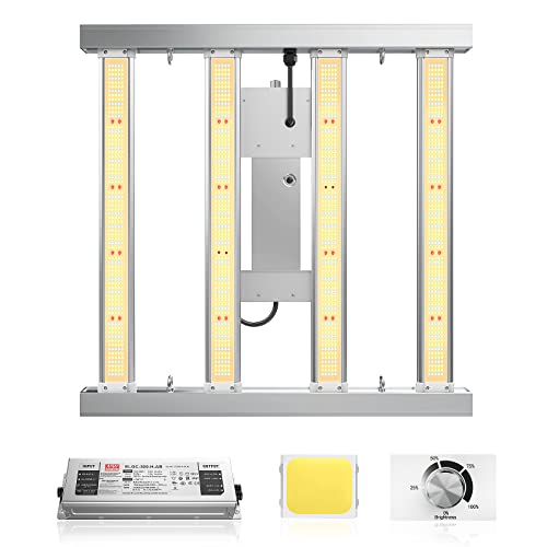 MAXSISUN MG3000 LED Grow Light, 300 Watt Grow Lights for Indoor Plants Full Spectrum 4 LED Bars Use 1392pcs Samsung Diodes and Mean Well Driver Dimmable Growing Lamps for a 3â€™x3â€™ Grow Tent Veg & Bloom