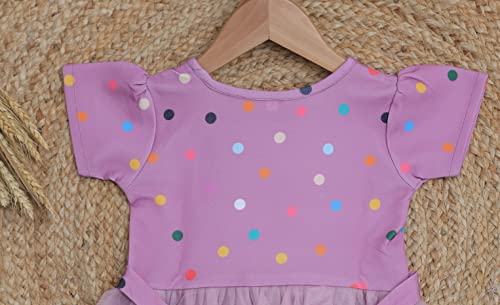 Image of TAGAS Baby-Girl's Valantino & Net Fit and Flare Standard Length Dress (KD-405-PINK-7 Pink 7 8 Years)