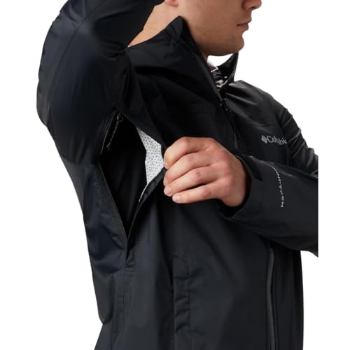 Columbia Jaqueta de chuva masculina EvaPOURation, impermeável e respirável, preta, grande