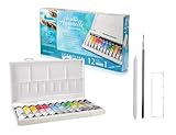 Sennelier Boîte de Peinture Aquarelle en Plastique, 12 Couleur x 10ml avec Pinceau et estompe,Made in France