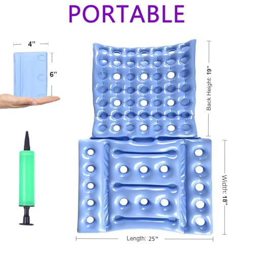 Protector de colchón antiescaras – Cojín de asiento inflable con bomba de mano para alivio de presión – Ideal para silla de ruedas, avión, coche y oficina