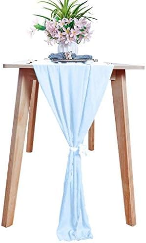 Chiffon-Table-Runner 29x120-Inch Baby Blue Wedding Table Runner 10Ft Long Sheer Table Runner Garden Xmas Table Runner Baby Shower Bridal Table Decoration