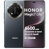 HONOR Magic7 Lite Smartphone 5G Android 14 Dual SIM NFC, 8GB RAM 256GB, 6600 mAh, 6.78 pollici AMOLED Display,Drop/Water/Heat-Resistente,108 MP, esperienza intelligente AI, Titanium Black