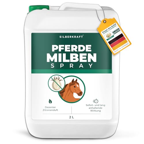 Silberkraft Milbenspray Pferde 2 L - Repellent zur Abwehr von Milben, Flöhen und Läusen - Für Fell, Mähne, Schweif & Stall - Gebrauchsfertig – mit Geraniol