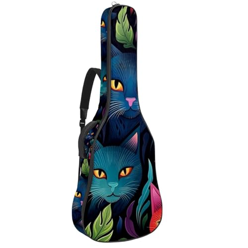 Sac pour guitare acoustique étanche motif chat coloré pour instruments de 40 et 41 pouces