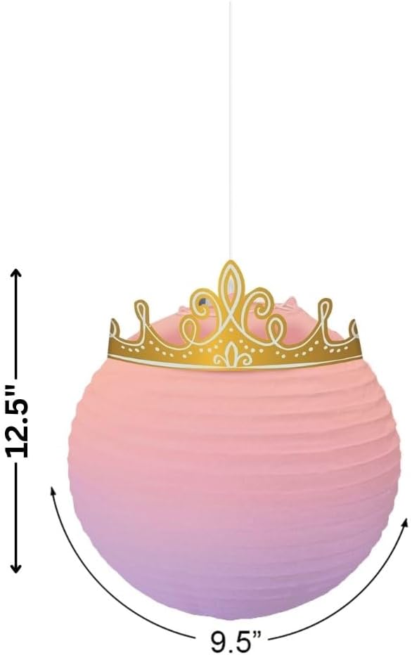 Disney Princess Enchanting Paper Hanging Lanterns - 12.5" x 9.5" (Pack of 3) - Tiara Embellished Hanging Decor, Perfect for Parties and Events image 2