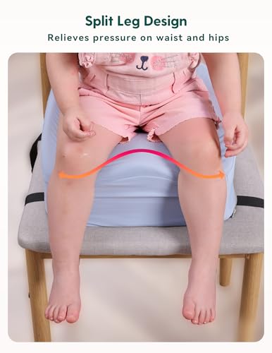 Image of Babelio Ergo-Designed Booster Seat for Kitchen Chair, Promote Proper Upright Posture, Toddler Booster Seat for Dining Table, Removable & Washable Cover, Suitable for 18 Months to 5 Years, Blue
