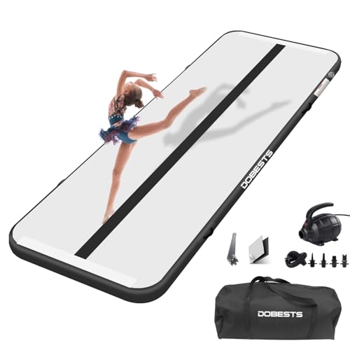 Air Track Tumbling Gymnastics Mat Inflatable 10ft 13ft 16ft 20ft Gym Tumble Mats 4 Inch Thickness for Home Use/Yoga/Training/Cheerleading/Water Fun with Electric Pump (Black,6m)