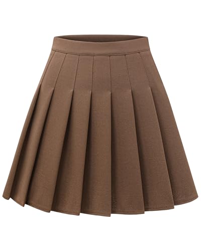 Image of Pleated Skirts for Women, High-Waisted A-Line Mini Tennis Skater Skirt | Easy pull-on elastic waist, Clean solid color, School uniform outfits, Cheerleader outfits, Everyday campus wear