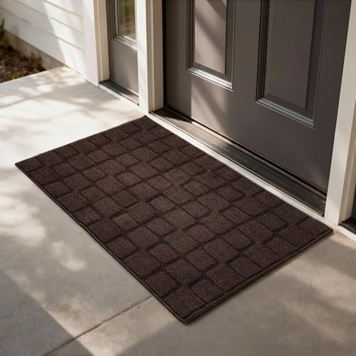 Dcerzxzci Front Door Mat Outside Entrance, Outdoor Indoor Door Mats for Entryway, Entrance, Entry, Patio, Waterproof Non Slip Doormat, Low-Profile, 24" × 35", Coffee