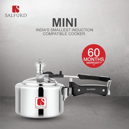 Image of Salford Pressure Cooker Inner Lid 1 Litre | Aluminium Mini Cookers Manual Kitchen Must-Have Cookware Pots & Pans | ISI Certified | Fast & Safe Healthy Cooking | Induction & Gas Stove Compatible