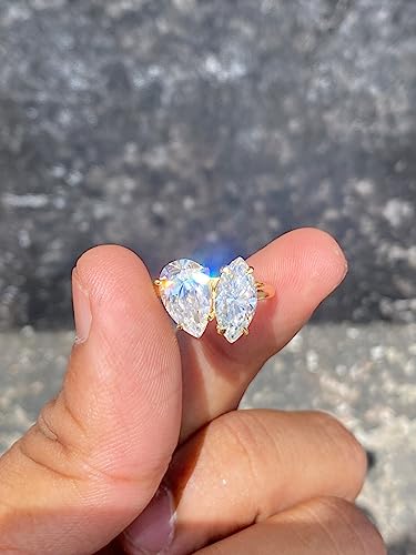Ssjewel 2 Ct Pear & Marquise Cut Diamond Toi Et Moi Ring Dainty Fancy Toi Et Moi Engagement Ring For Women 14K Gold Plated Toi Et Moi Promise Ring 925 Sterling Silver Handmade Toi Et Moi Jewelry Ring4