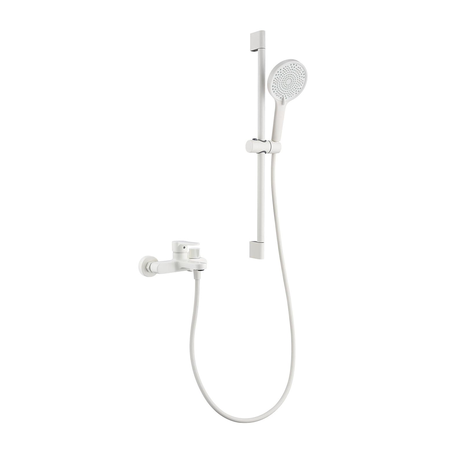 Robinet baignoire avec douchette 3 modes et bec verseur mural blanc
