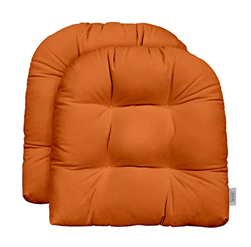 RSH DECOR: Tufted Wicker U-Shape Cushions Set of 2 | 19” x 19” | Sunbrella Performance Fabric | Water and Fade-Resistant | Outdoor Seat Cushions for Patio Furniture | Canvas Tuscan