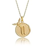 Harry Potter Wizarding World Golden Snitch Initial Pendant Necklace, Gold Plated, 18', Choose Letter, Brass, No Gemstone