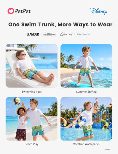 Image of Disney Stitch Spiderman Star Wars Cars Toy Story Mickey Boy Swim Trunks UPF50+Swim Shorts Compression Liner & Quick-Dry 6M-9Y