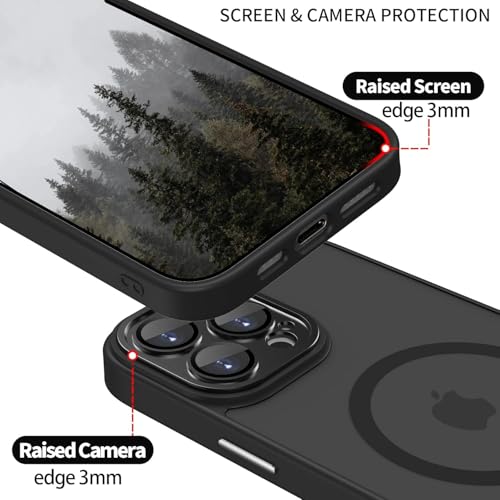 Image of Elzzi Magnetic Magsafe for iPhone 16 Pro Max Case, Upgraded [Full Camera Protection] [Compatible with Magsafe] [Translucent Matte] Shockproof Protective Phone Case for Men & Women - Black