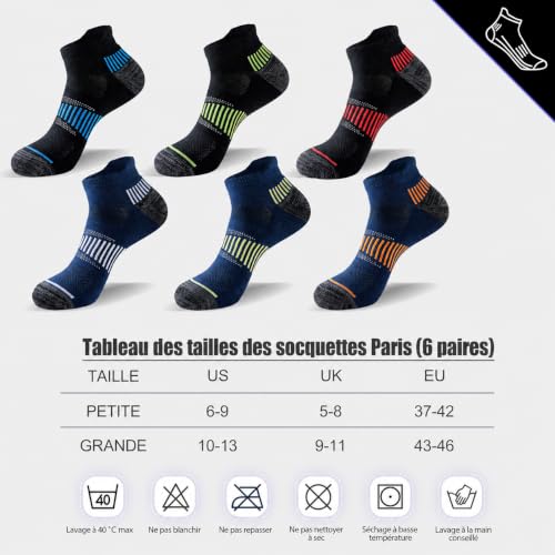 Niorasen Chaussettes de Sport Homme, 6 Paires, Courtes et Rembourrées – vue 8