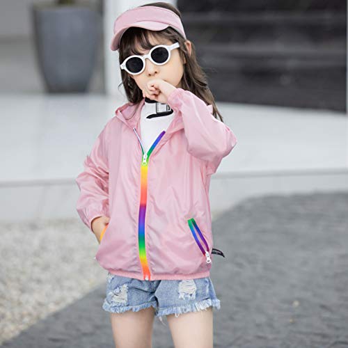 Toddler Kids Summer Jackets Rainbow Hooded Outerwear Zipper Coats Weather Jacket for Girls Star Brand3
