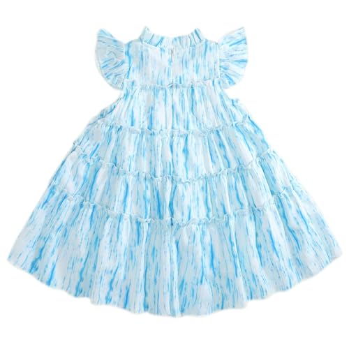 Toddler Summer Princess Party Dress Little Girls Ruffle Sleeve Tiered Sundress Kids Flowy Swing Midi Dresses3