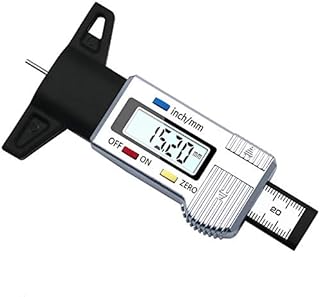 Test and Measurement Digital Test Caliper，Car Tyre Tread Brake Pad Shoe Gauge Depth Tester Guage Industry and Science (Color : Silver)