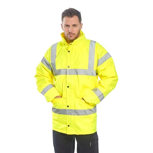 Image of Portwest Hi-Vis Traffic Jacket Viz Insulated Safety Visability Work Wear Rain ANSI 3, Medium