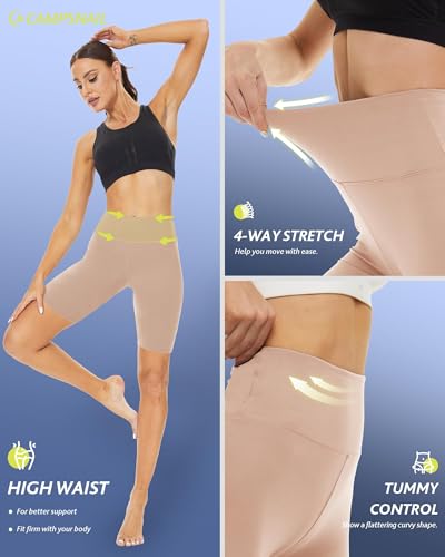 CAMPSNAIL Workout Biker Shorts Women - 3"/5"/8" High Waisted Tummy Control Spandex Booty Volleyball Shorts for Yoga Dance