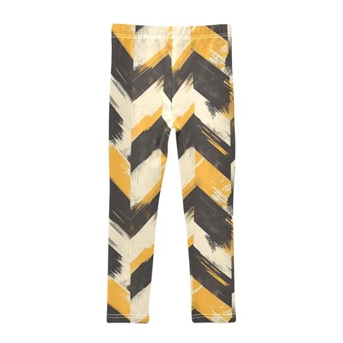 KLL Fashion Zigzag Pattern Yellow Toddler Girls Legging Stretchy Full Length Workout Pants Sports2