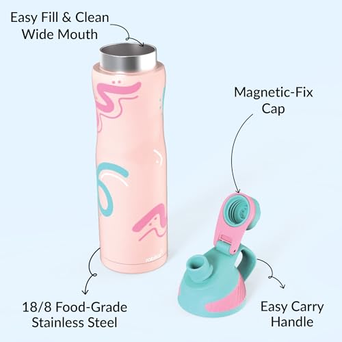 Image of Rabitat ZYLO Max Personalized Insulated Water Bottle for School Kids 750ml | Steel Water Bottle for Kids | Kids Water Bottle | 2 Year Brand Warranty | Hot & Cold Upto 24 Hours | Pastle Splash