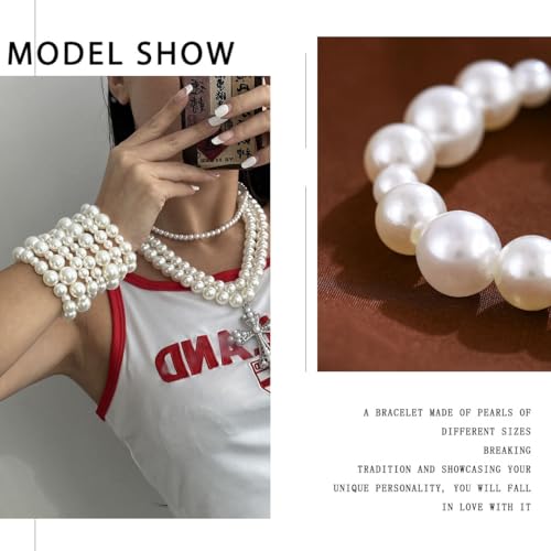 Pearl Bracelets for Women White Pearl Bracelet Stretch Pearl Bangles Stacked Wedding Pearls Bracelet4